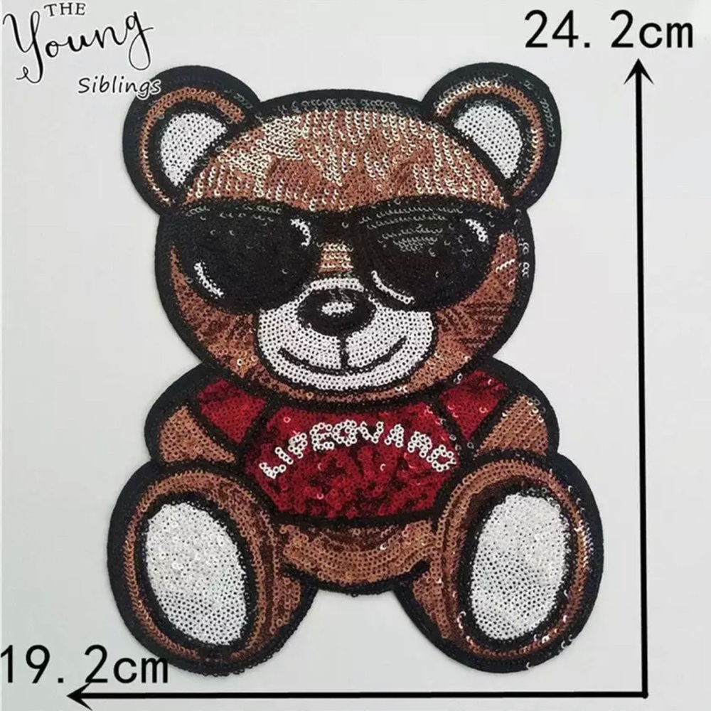 2 Adorable Sequined Teddy Bear🧸 Iron on Patch